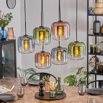 Lauden Suspension, Suspension Bleu, Vert, Clair, Cuivré, 6 lumières