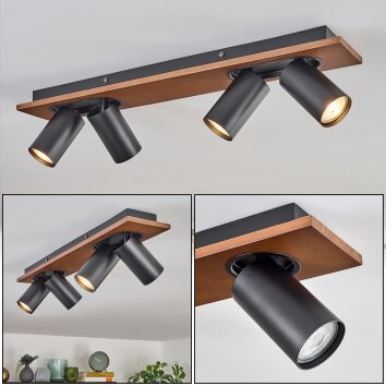 Dalan Plafonnier, Spot de plafond LED Écru, Noir, 4 lumières