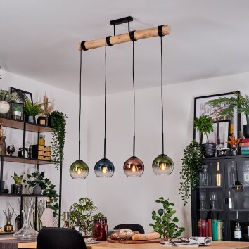 Koyoto Suspension, Boule lumineuse, Suspension Écru, Noir, 4 lumières