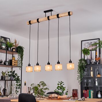 Sabadim Suspension, Suspension Écru, Noir, 5 lumières