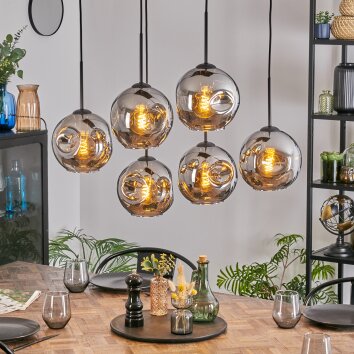Ripoll Suspension, Boule lumineuse, Suspension Chrome, Fumé, 6 lumières