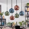 Ripoll Suspension, Boule lumineuse, Suspension Bleu, Vert, Cuivré, 6 lumières