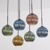 Koyoto Suspension, Boule lumineuse, Suspension Bleu, Or, Vert, Cuivré, 6 lumières