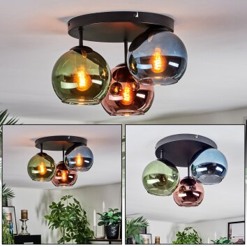 Koyoto Plafonnier, Boule lumineuse 30 cm Bleu, Vert, Cuivré, 3 lumières
