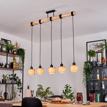 Bongal Suspension, Suspension Écru, Noir, 5 lumières