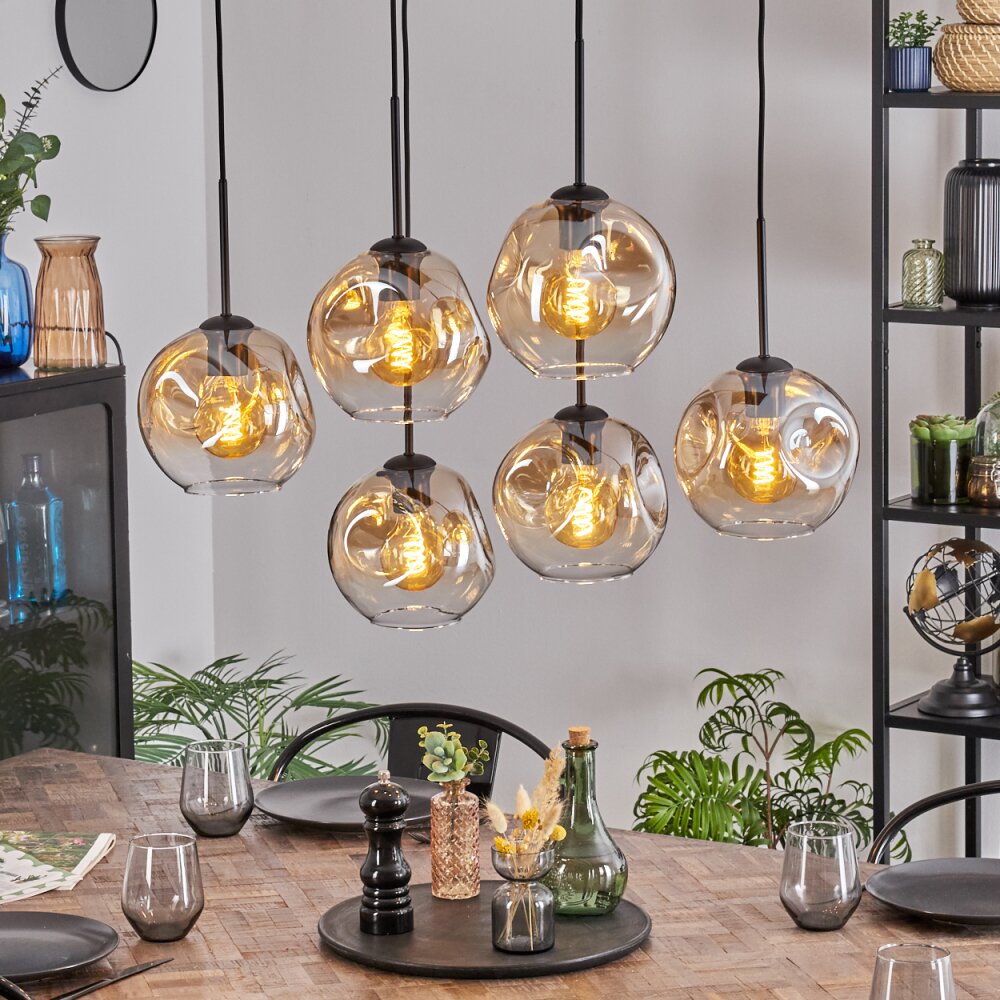 Ripoll Suspension, Boule lumineuse, Suspension Ambre, Clair, 6 lumières main product photo