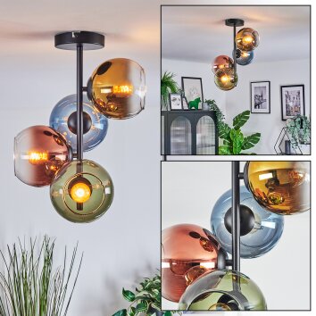 Koyoto Plafonnier, Boule lumineuse 31 cm Bleu, Or, Vert, Clair, Cuivré, 4 lumières