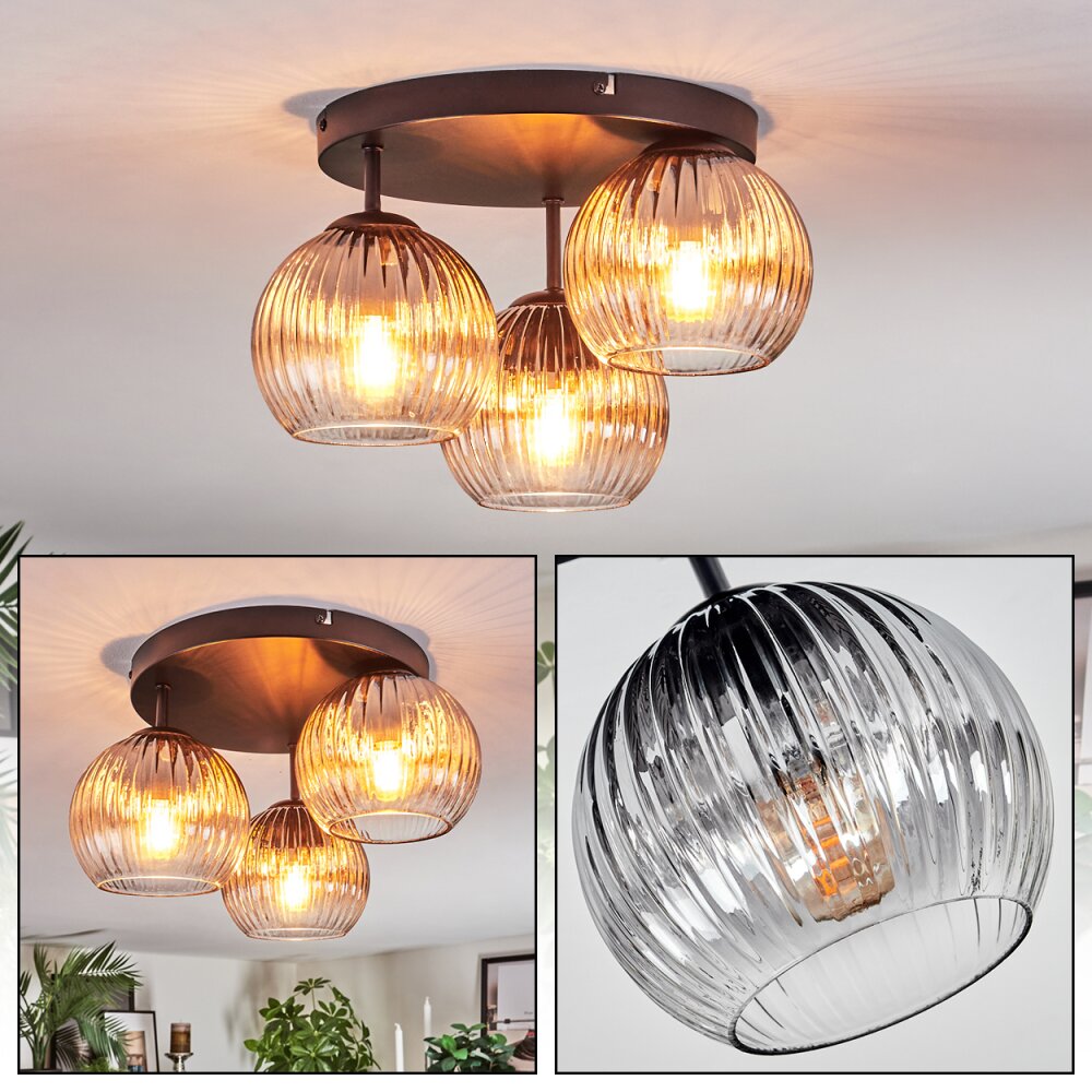 Koyoto Plafonnier, Boule lumineuse Clair, Fumé, 3 lumières main product photo