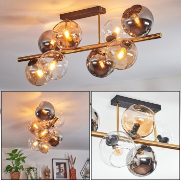 Koyoto Plafonnier, Boule lumineuse Or, Noir, 8 lumières