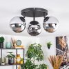 Koyoto Plafonnier, Boule lumineuse Chrome, Fumé, 3 lumières