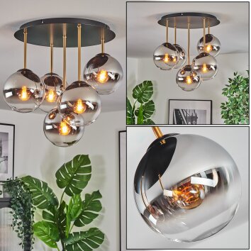 Gastor Plafonnier, Boule lumineuse Laiton, Noir, 5 lumières