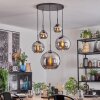 Koyoto Suspension, Boule lumineuse, Suspension Chrome, Fumé, 5 lumières