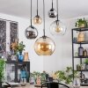Koyoto Suspension, Boule lumineuse, Suspension Ambre, Chrome, Clair, Fumé, 5 lumières