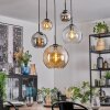 Koyoto Suspension, Boule lumineuse, Suspension Ambre, Chrome, Clair, Fumé, 5 lumières