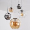 Koyoto Suspension, Boule lumineuse, Suspension Ambre, Chrome, Clair, Fumé, 5 lumières