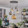 Koyoto Suspension, Boule lumineuse, Suspension Ambre, Chrome, Clair, Fumé, 5 lumières