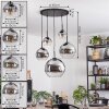 Koyoto Suspension, Boule lumineuse, Suspension Chrome, Clair, Fumé, 5 lumières