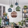 Koyoto Suspension, Boule lumineuse, Suspension Bleu, Vert, Cuivré, 5 lumières