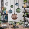 Koyoto Suspension, Boule lumineuse, Suspension Bleu, Vert, Cuivré, 5 lumières