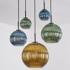 Koyoto Suspension, Boule lumineuse, Suspension Bleu, Or, Vert, 5 lumières