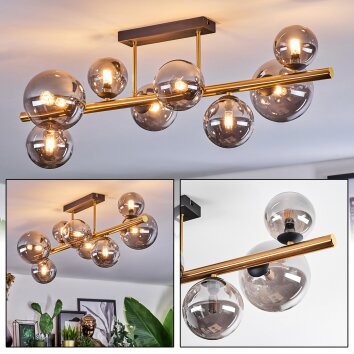 Chehalis Plafonnier, Boule lumineuse Or, Noir, 8 lumières
