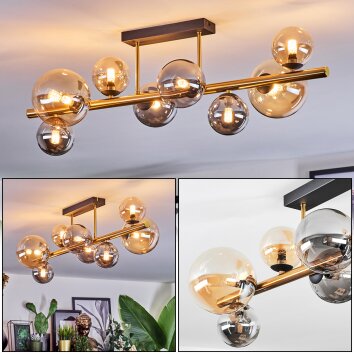 Chehalis Plafonnier, Boule lumineuse Or, Noir, 8 lumières