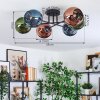 Koyoto Plafonnier, Boule lumineuse 59 cm Bleu, Vert, Cuivré, 6 lumières