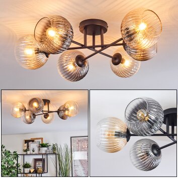 Koyoto Plafonnier, Boule lumineuse 59 cm Ambre, Clair, Fumé, 6 lumières