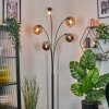 Koyoto Boule lumineuse, Lampadaire Ambre, Chrome, Clair, Fumé, 5 lumières