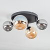 Chehalis Plafonnier, Boule lumineuse Ambre, Fumé, 4 lumières