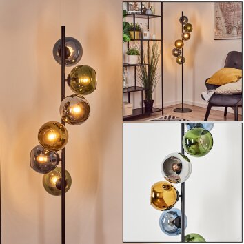 Koyoto Boule lumineuse, Lampadaire Bleu, Chrome, Or, Vert, Fumé, 6 lumières Koyoto Boule lumineuse, Lampadaire Bleu, Chrome, Or, Vert, Fumé, 6 lumières