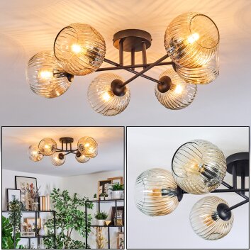 Ripoll Plafonnier, Boule lumineuse Ambre, Clair, 6 lumières