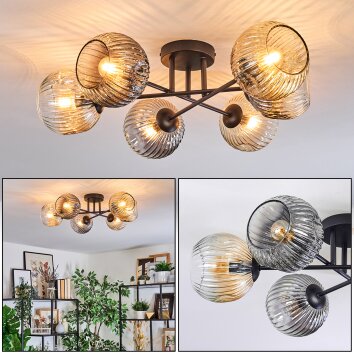 Ripoll Plafonnier, Boule lumineuse Ambre, Clair, Fumé, 6 lumières