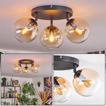 Gastor Plafonnier, Boule lumineuse 25 cm Ambre, Clair, 3 lumières