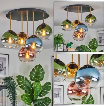 Koyoto Plafonnier, Boule lumineuse 45 cm Laiton, Noir, 5 lumières