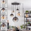 Koyoto Suspension, Boule lumineuse, Suspension Ambre, Clair, Fumé, 5 lumières