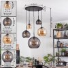 Koyoto Suspension, Boule lumineuse, Suspension Ambre, Fumé, 5 lumières