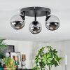 Chehalis Plafonnier, Boule lumineuse 44 cm Chrome, Fumé, 3 lumières
