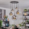 Ripoll Suspension, Boule lumineuse, Suspension Chrome, Clair, Fumé, 5 lumières