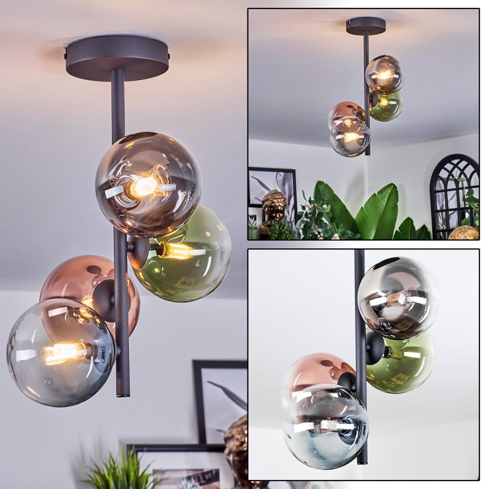 Chehalis Plafonnier, Boule lumineuse 27 cm Bleu, Chrome, Vert, Clair, Cuivré, Fumé, 4 lumières main product photo