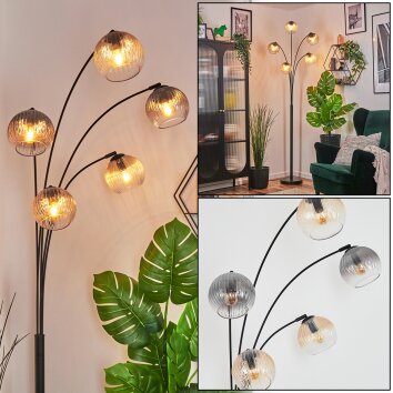 Koyoto Boule lumineuse, Lampadaire Ambre, Clair, Fumé, 5 lumières