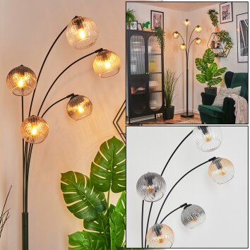 Koyoto Boule lumineuse, Lampadaire Ambre, Clair, Fumé, 5 lumières