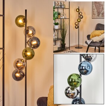 Gastor Boule lumineuse, Lampadaire 34 cm Bleu, Chrome, Vert, Fumé, 6 lumières