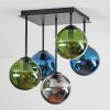 Gastor Plafonnier, Boule lumineuse 37 cm Bleu, Chrome, Vert, Fumé, 5 lumières