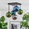 Gastor Plafonnier, Boule lumineuse 37 cm Bleu, Chrome, Vert, Fumé, 5 lumières