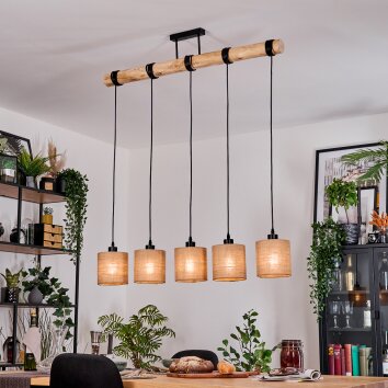 Soungou Suspension, Suspension Écru, Noir, 5 lumières