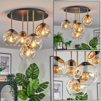 Ripoll Plafonnier, Boule lumineuse Laiton, Noir, 5 lumières