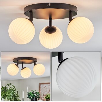 Chehalis Plafonnier, Boule lumineuse 44 cm Blanc, 3 lumières