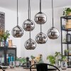Koyoto Suspension, Boule lumineuse, Suspension Chrome, Fumé, 6 lumières