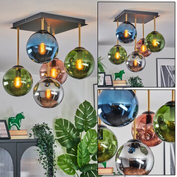 Gastor Plafonnier, Boule lumineuse Or, Noir, 5 lumières